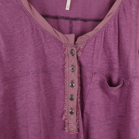 Free People Womens Top Small Purple Tank Love Language Linen Flowy Asymmetrical - Picture 3 of 16
